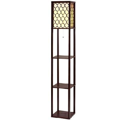 floor lamp led storage shelf standing vintage wood light reading bedroom