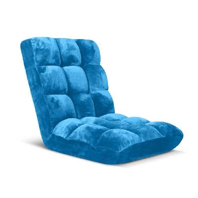 floor recliner folding lounge sofa futon couch folding chair cushion blue