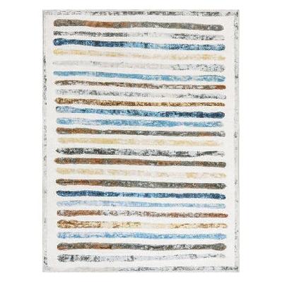 stripe floor rug short pile washable soft plush non-slip carpet – 160x120cm
