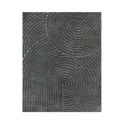 soft shaggy floor rug geometric jacquard 10mm pile non-slip 200x230cm - grey
