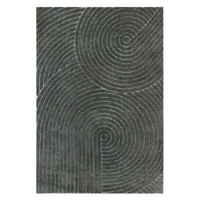 soft shaggy floor rug geometric jacquard 10mm pile non-slip 200x290cm - grey