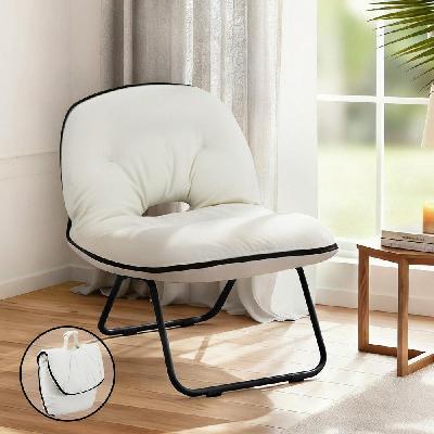 foldable chair 2-in-1 armchair lounge chair portable white