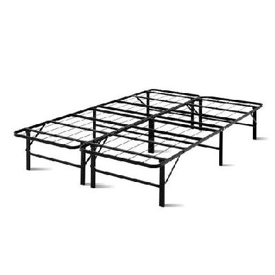 foldable double metal bed frame - black