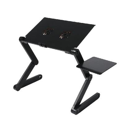 foldable laptop desk adjustable sofa table tray stand mouse pad portable cooling black