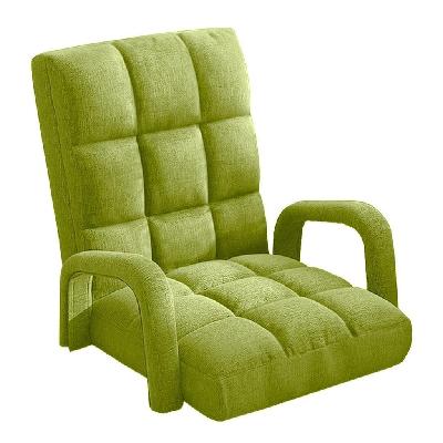 foldable lounge cushion adjustable floor lazy recliner chair with armrest yellow green