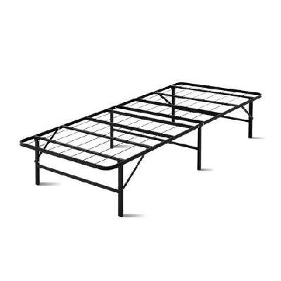 foldable single metal bed frame - black
