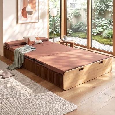 folding kraft paper bed frame with mattress and pillow 300kg capacity 200x120cm