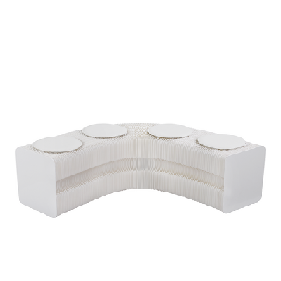 folding paper bench with 4 pu leather seat pads expandable accordion stool for 4 seats