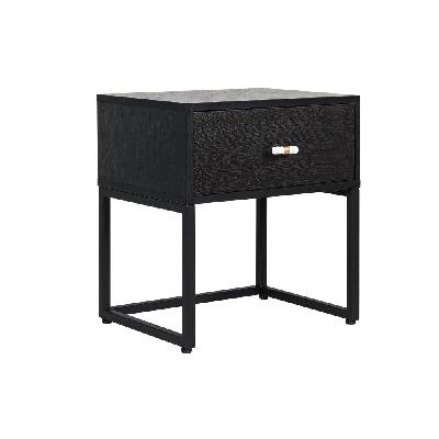 fore bedside nighstand side table w/ 1-drawer - black