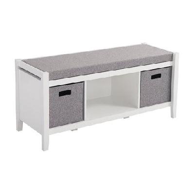 fosca shoe bench rack cabinet 2-basket storage white/grey