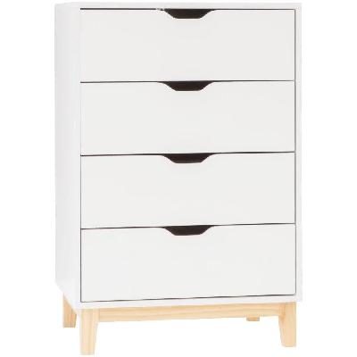 freja modern scandinavian chest of 4-drawers tallboy storage cabinet - white/natural