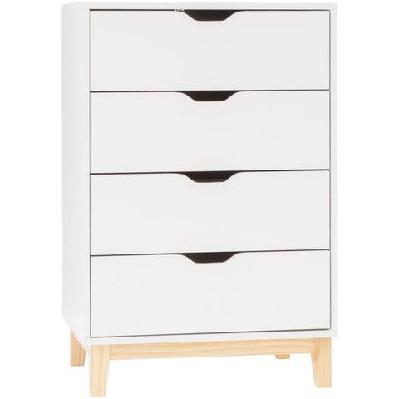 freja modern scandinavian chest of 4-drawers tallboy storage cabinet - white/natural