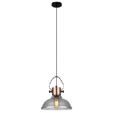 fumoso pendant lamp light interior es smoke glass dome with copper highlight od250mm