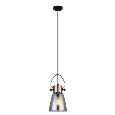 fumoso pendant lamp light interior es smoke glass ellipse with copper highlight od145mm