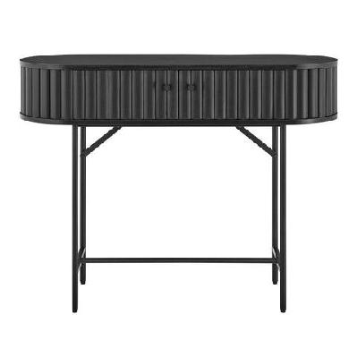 gable console hallway hall table 2-doors metal legs black