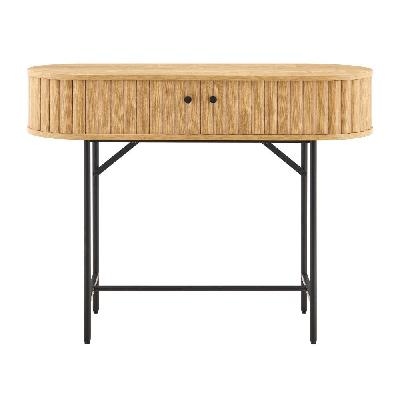 gable console hallway hall table 2-doors metal legs oak