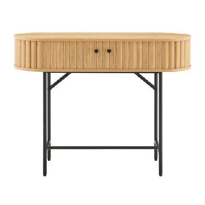 gable console hallway hall table 2-doors metal legs oak