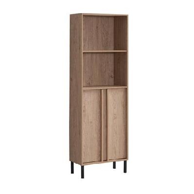 gaea tall bookcase display shelves cabinet 2-doors 2-shelves oak