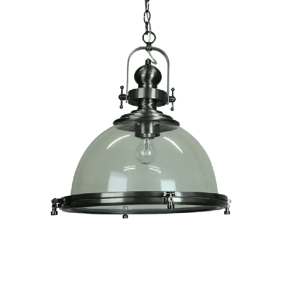 gandara classic pendant light lamp industrial bell shape chain cord- antique silver