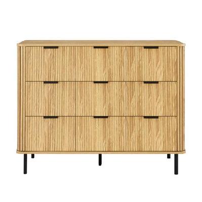 galene dresser lowboy chest of 3x3 drawers storage cabinet slat oak