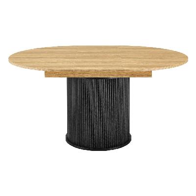 galene wooden extendable round kitchen dining table 120-160cm oak/black