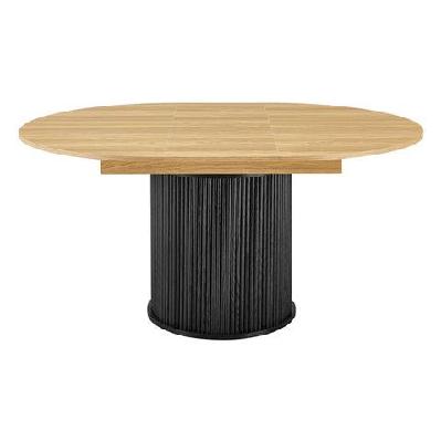 galene wooden extendable round kitchen dining table 120-160cm oak/black