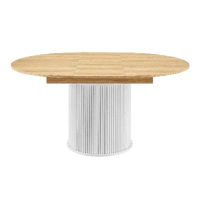 galene wooden extendable round kitchen dining table 120-160cm oak/white