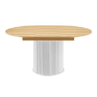 galene wooden extendable round kitchen dining table 120-160cm oak/white