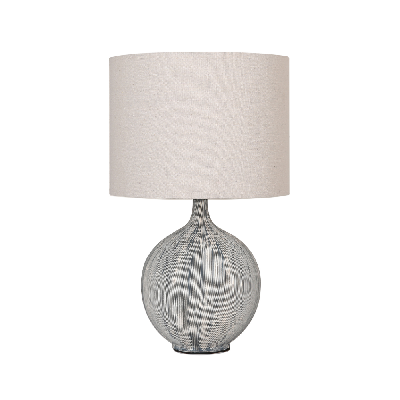 galvin ceramic base fabric shade desk table light lamp blue/linen