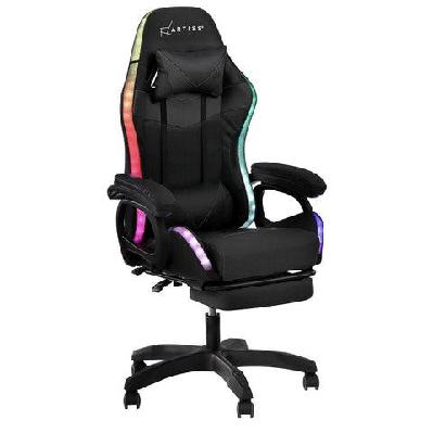 gaming office chair 12 rgb led massage computer work seat footrest black