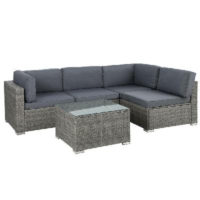 gardeon 5-piece outdoor furniture sofa set wicker lounge setting table chairs