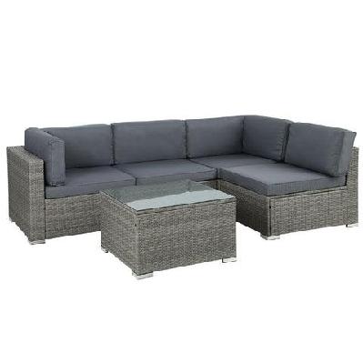 gardeon 5-piece outdoor furniture sofa set wicker lounge setting table chairs