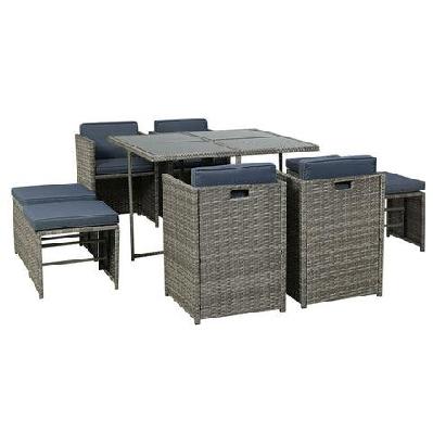 gardeon 9 pcs outdoor dining set table chairs patio lounge setting furniture