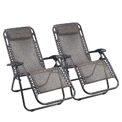 gardeon zero gravity chair 2pc reclining outdoor sun lounge folding camping