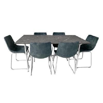 gemma dining set 150cm dining table and 6 fins fabric dining chair teal