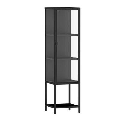 glass display cabinet – 4-tier collections organizer (black)