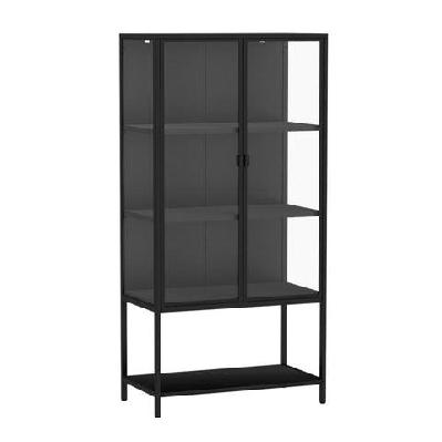 4-tier glass display cabinet with adjustable shelves – black