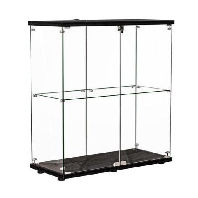 2-tier lockable glass display cabinet with doors – modern storage showcase