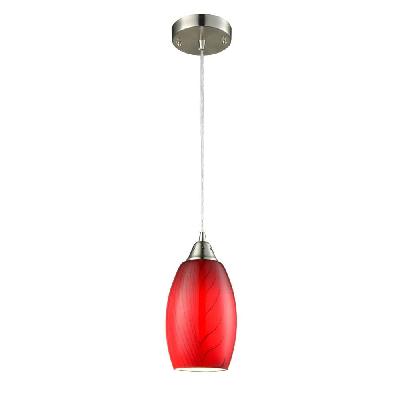 glaze pendant lamp light interior es red glass ellipse with swirls od120mm