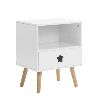 gracie modern open shelf nightstand bedside table w/ 1-drawers - white