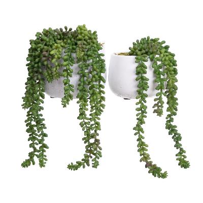 green hanging pearl artificial fake plant decorative in pot set