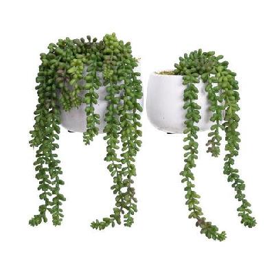 green hanging pearl artificial fake plant decorative in pot set