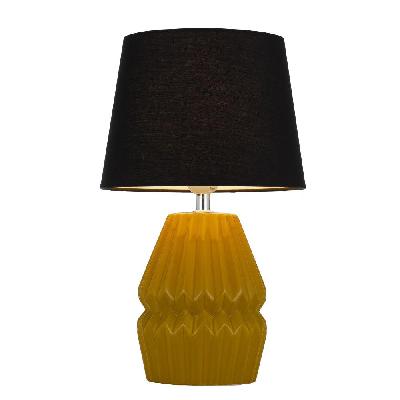 greet modern table desk lamp light fabric ceramic butterscotch black gloss