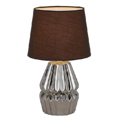 greet modern table desk lamp light fabric ceramic chrome brown gloss