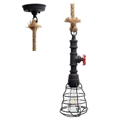 gunner metal industrial hanging pendant lamp - rusty