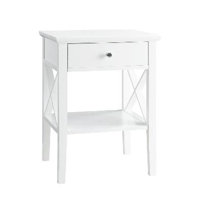 hailey 1-drawer bedside nightstand end lamp side table - white