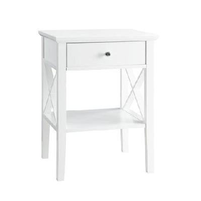 hailey 1-drawer bedside nightstand end lamp side table - white
