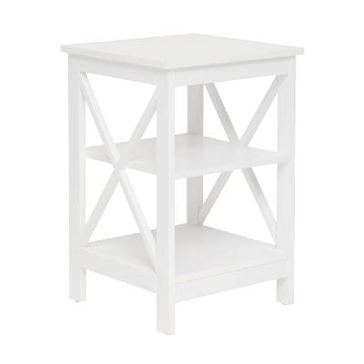 hailey 2-shelf bedside nightstand end lamp side table - white