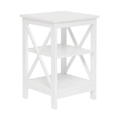 hailey 2-shelf bedside nightstand end lamp side table - white