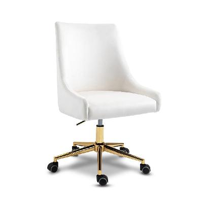 hamilton high back height adjustable velvet home office working tas chair white/gold